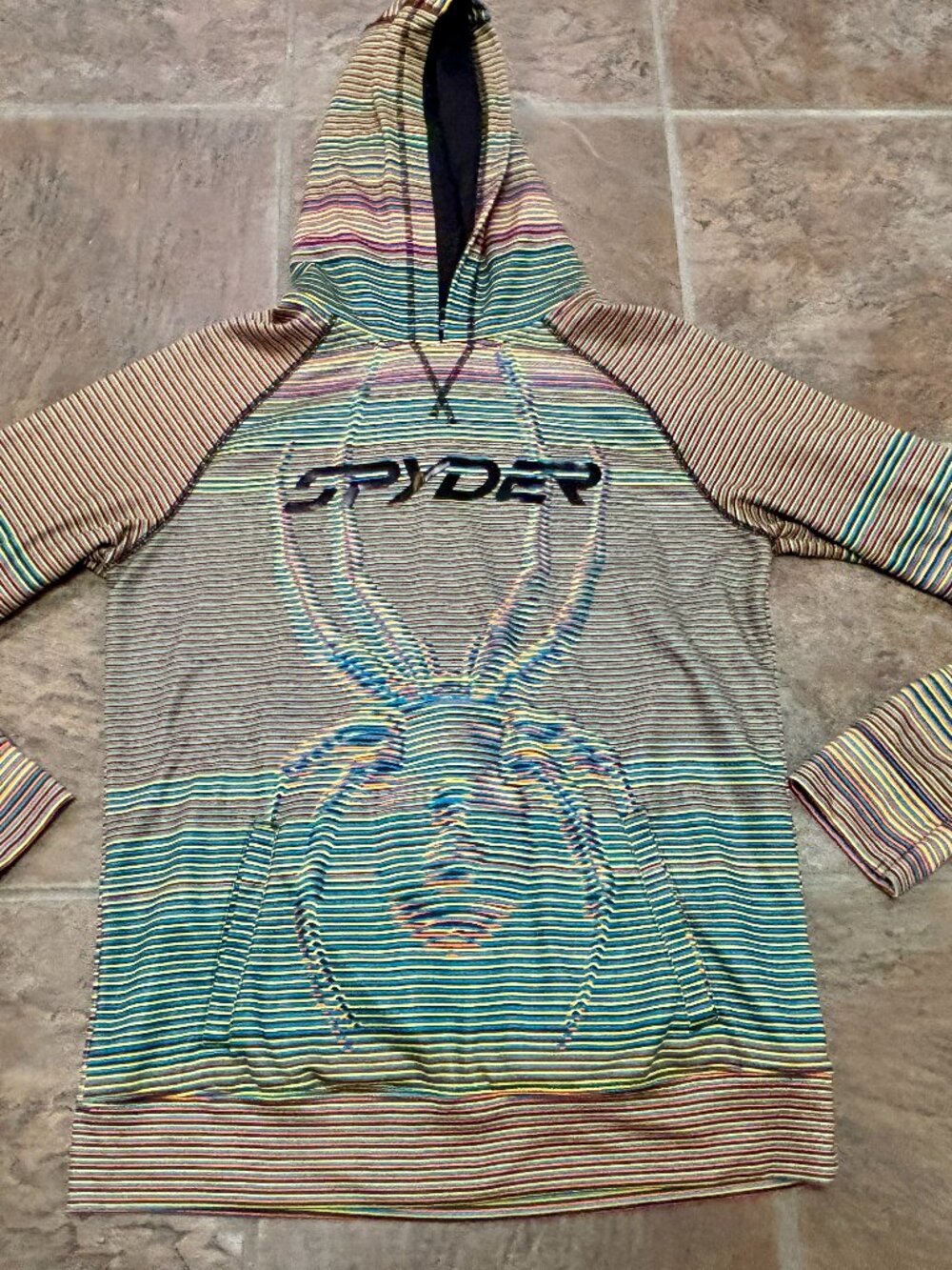 ~~SPYDER Men’s UNIQUE Active Pull Over Hoodie Green XL Pouch Pockets Drawstring